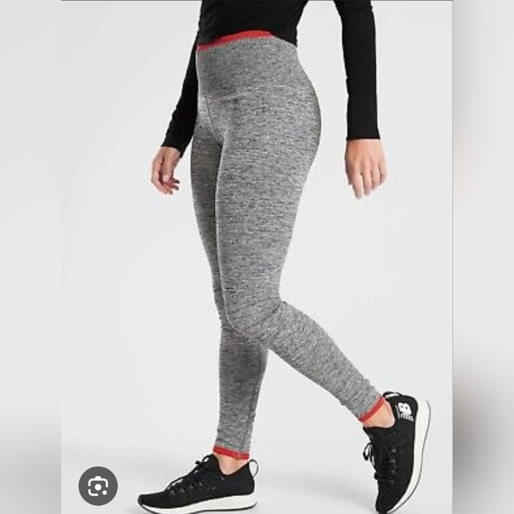 Athleta Gray and Red Crewneck Sweater